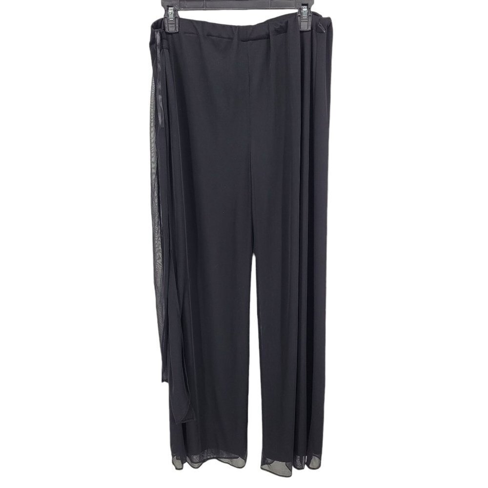 Jackie Jon New york womens large elastic waist black sheer tie belt dress pants